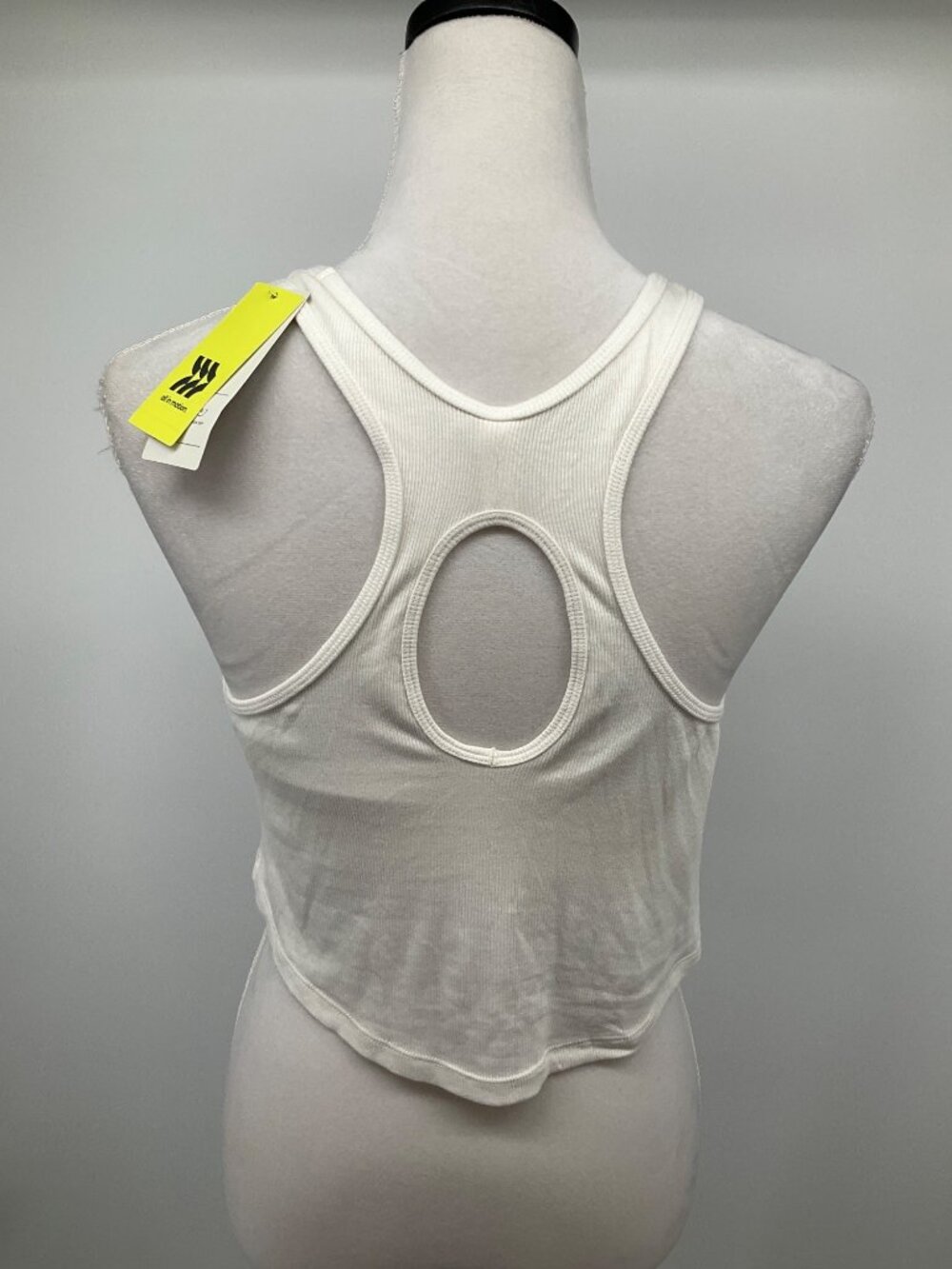 All In Motion size Large Ribbed Racerback Cropped Bra Top NEW Cream - Picture 3 of 6